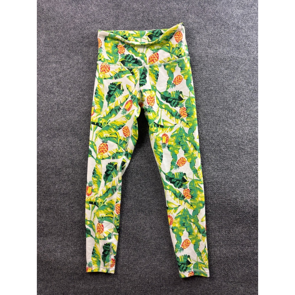 Wildfox Sport Leggings Womens Small White Pineapple Tropical High Rise Athletic